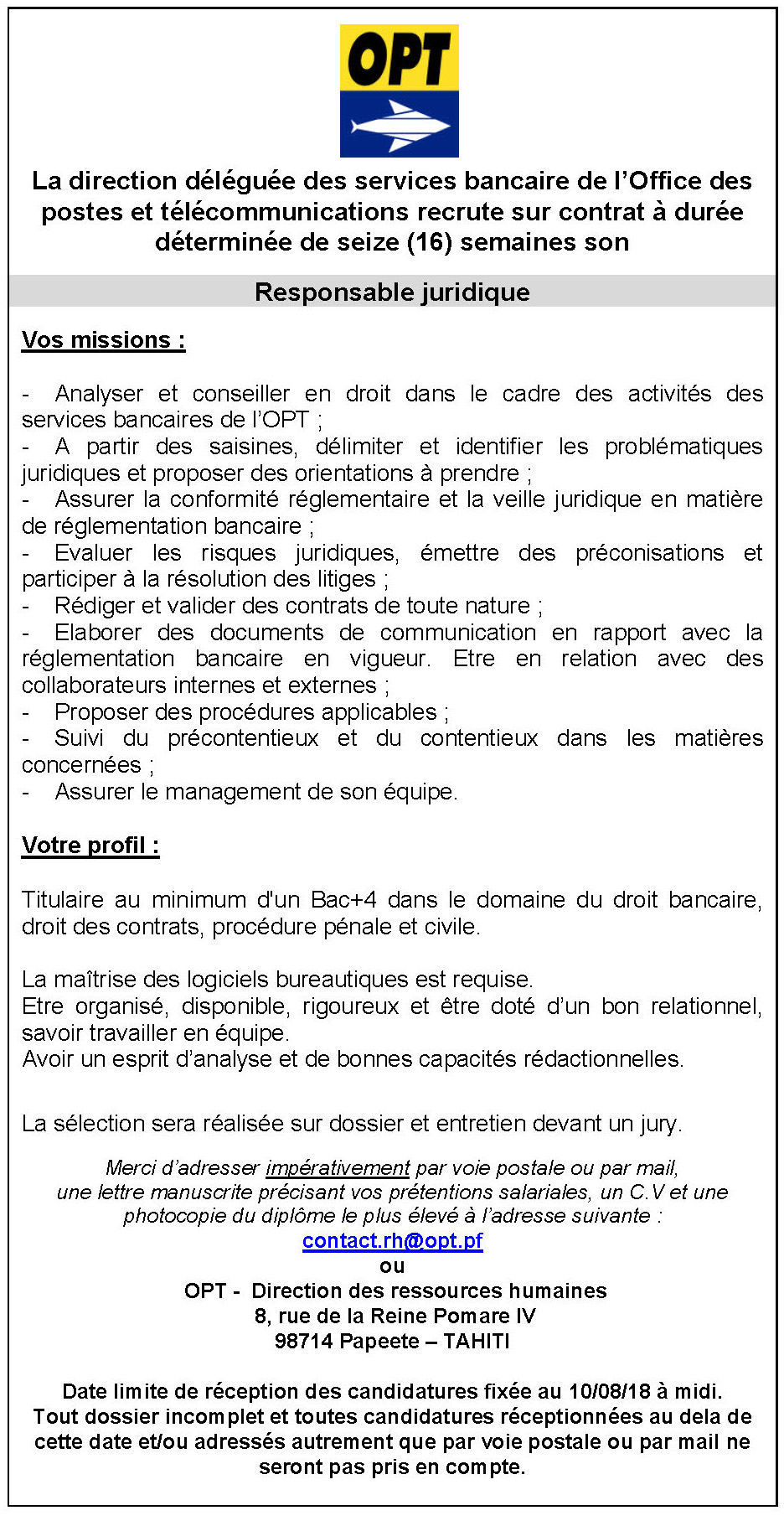 Offres d'emplois  Groupe OPT